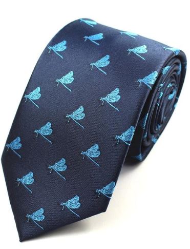 Blue Dragonfly Silk Tie - Kit Carson Accessories