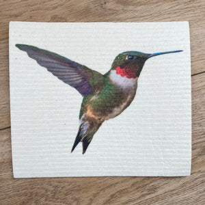Ruby Throated Hummingbird Swedish Dishcloth