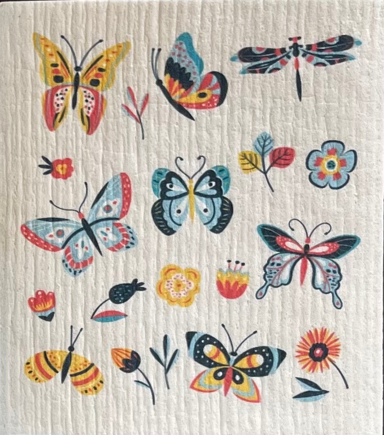 Happy Butterflys  Swedish Dishcloth