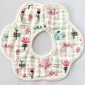Baby Drool Bib Rabbits and Pink Flowers