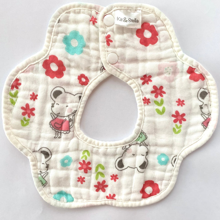 Baby Drool Bib Mouse with Flowers