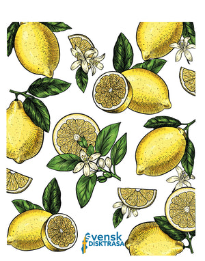 Lemons Line Drawing with Leaves Swedish Dishcloth