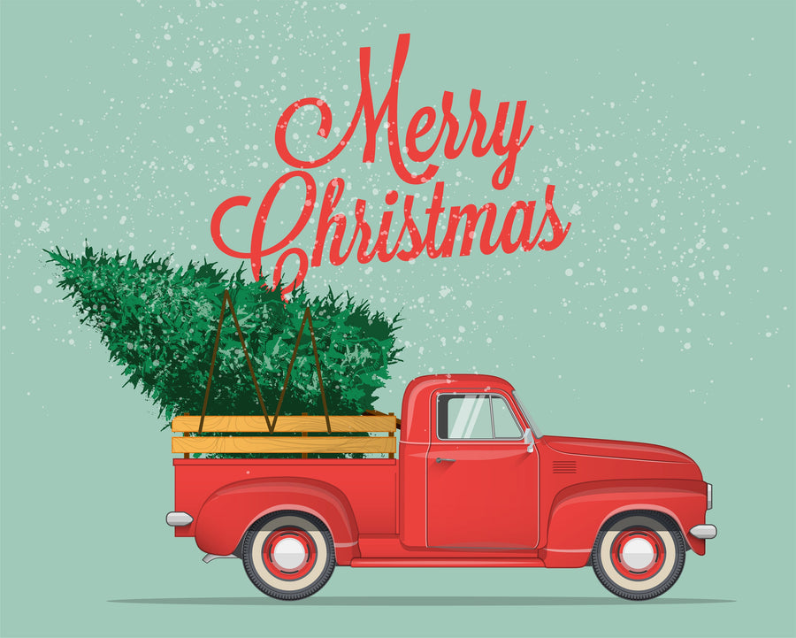 Christmas Red Truck with Tree Swedish Dishcloth